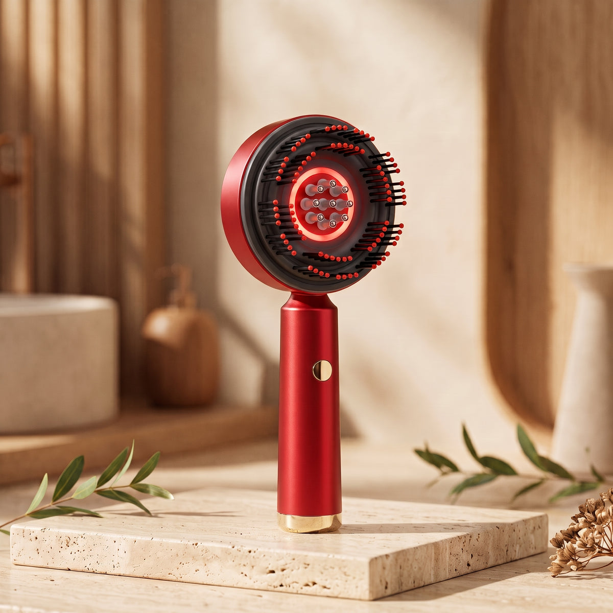 Cepillo de luz roja con depósito de sérum
