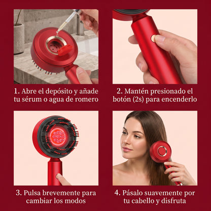 Cepillo de luz roja con depósito de sérum